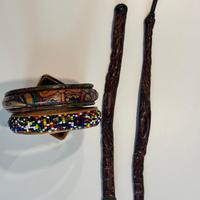 bracciali etnici artigianali in pelle e perline