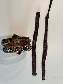 bracciali etnici artigianali in pelle e perline