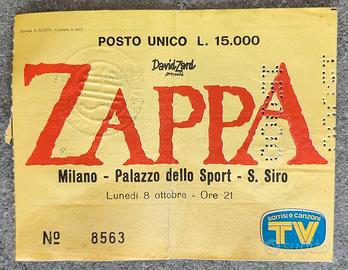 Biglietto concerto vintage Frank Zappa