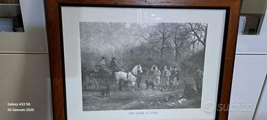 Incisione antica "The Game is Over" - Cornice legn