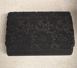 Pochette nera brillantinata, nuova, mis.18x12x6cm