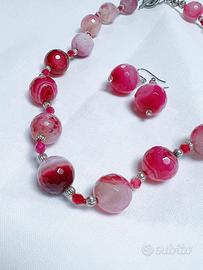 Collana Rosa Cherry inclusi orecchini pendenti