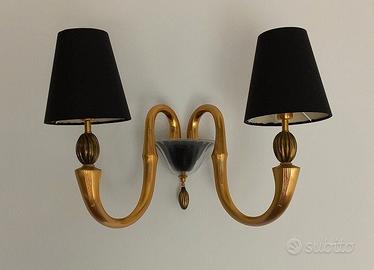 Lampada da parete applique a due luci oro satinato