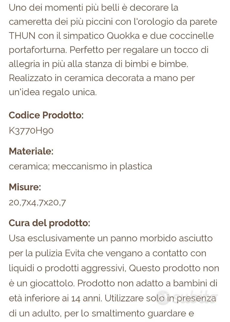 THUN, OROLOGIO da PARETE QUOCCA e COCCINELLE - Arredamento e Casalinghi In  vendita a Torino