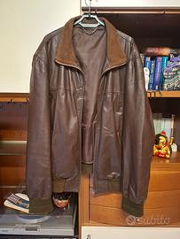 Bomber vintage vera pelle marrone taglia XXL