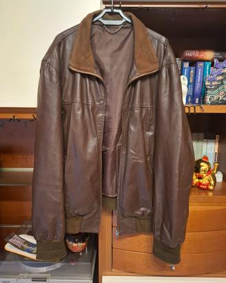 Bomber vintage vera pelle marrone taglia XXL