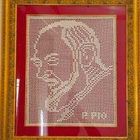 Quadro Padre Pio uncinetto