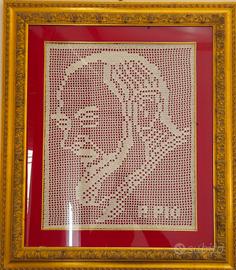 Quadro Padre Pio uncinetto