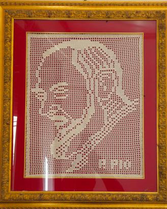 Quadro Padre Pio uncinetto