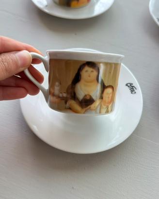 Set 4 tazzine da caffè con piattini Botero