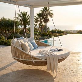 Divano Lounge Moderno in Similrattan e Alluminio