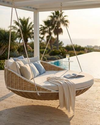 Divano Lounge Moderno in Similrattan e Alluminio