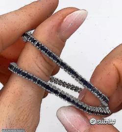 BRACCIALE TENNIS ORO 18kt. CON ZAFFIRI CARRE'