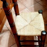 4 sedie in vimini e quercia anni 40/50