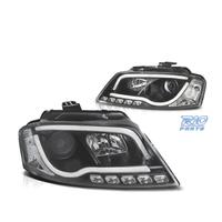 FARI AUDI A3 8P 08-12 LUCE DIURNA A TUBO FONDO NER