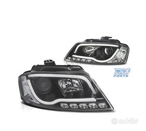 FARI AUDI A3 8P 08-12 LUCE DIURNA A TUBO FONDO NER