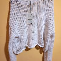 Maglia bianca traforata Pull&bear