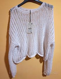 Maglia bianca traforata Pull&bear
