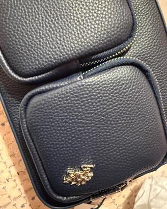 Borsa blu  con due tasche e tracolla