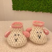 Scarpine pecorella lavorazione uncinetto a mano