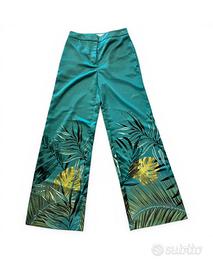Pantalone donna Guess verde con fantasia floreale