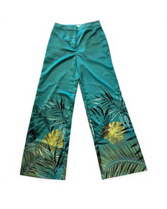Pantalone donna Guess verde con fantasia floreale