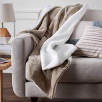 Copriletto Matrimoniale In Pile Color Tortora 