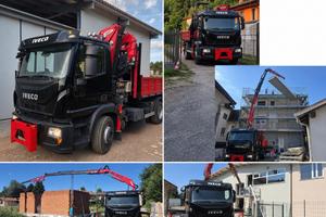 Iveco 140 ribaltabile e gru con jib + lama