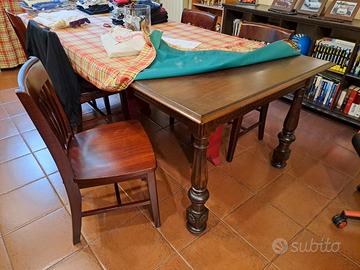 Tavolo legno 110x120 allungabile + 6 sedie