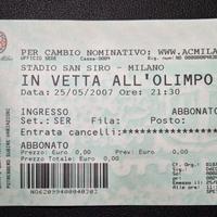 Biglietto stadio "festa ufficiale del Milan 2007"