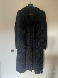 Pelliccia lunga vintage Swakara nera – taglia M/L
