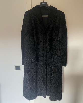 Pelliccia lunga vintage Swakara nera – taglia M/L