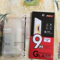 Cover in gel tpu+pellicola vetro huawei ascend y6