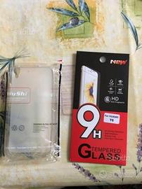 Cover in gel tpu+pellicola vetro huawei ascend y6