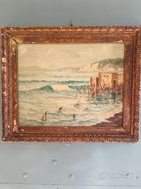 A. Colucci dipinto antico olio su legno 