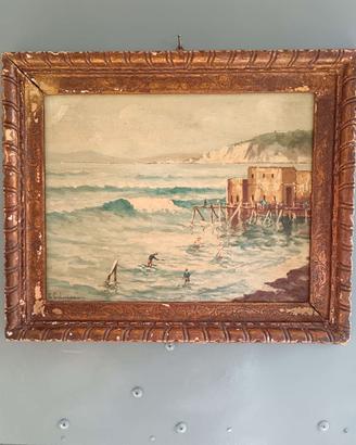 A. Colucci dipinto antico olio su legno 