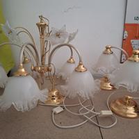 lampadario con lampade da comodino