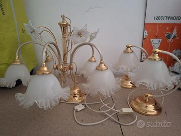 lampadario con lampade da comodino