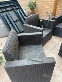 Salottino per esterno in rattan