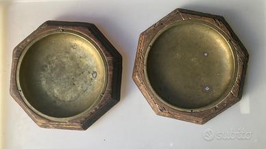 Coppia posaceneri ottone/legno