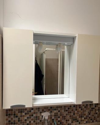 Mobiletto bagno con specchio,ante,illuminazione