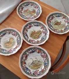 Set piatti Copeland Spode England uccelli selvatic