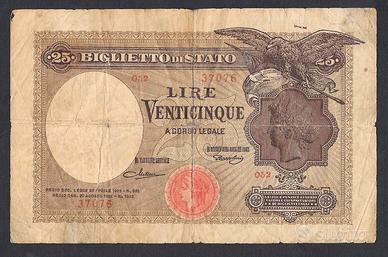 Biglietto da 25 lire del 1923 Regno d'Italia