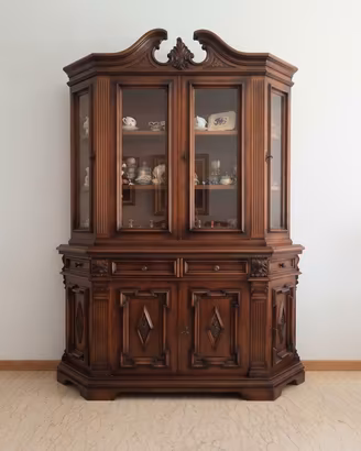 Credenza vetrina classica in legno stile antico