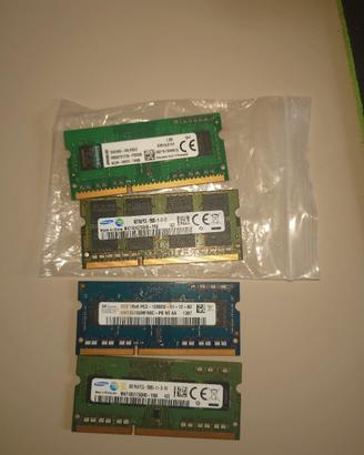 Lotto 4 banchi RAM DDR3/DDR3L per notebook (20gb)