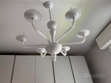 Lampadario Ideal Lux-vetro bianco-6 luci, elegante