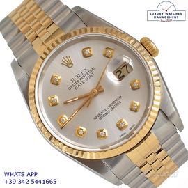 ROLEX  Datejust 16233 Soleil silver dial diamonds