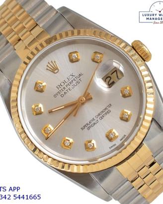 ROLEX  Datejust 16233 Soleil silver dial diamonds