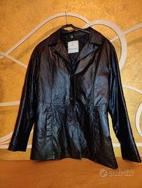 Giaccone Blazer Donna vintage Vera Pelle Nera -