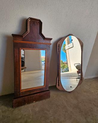 coppia di specchi specchio d'epoca in legno